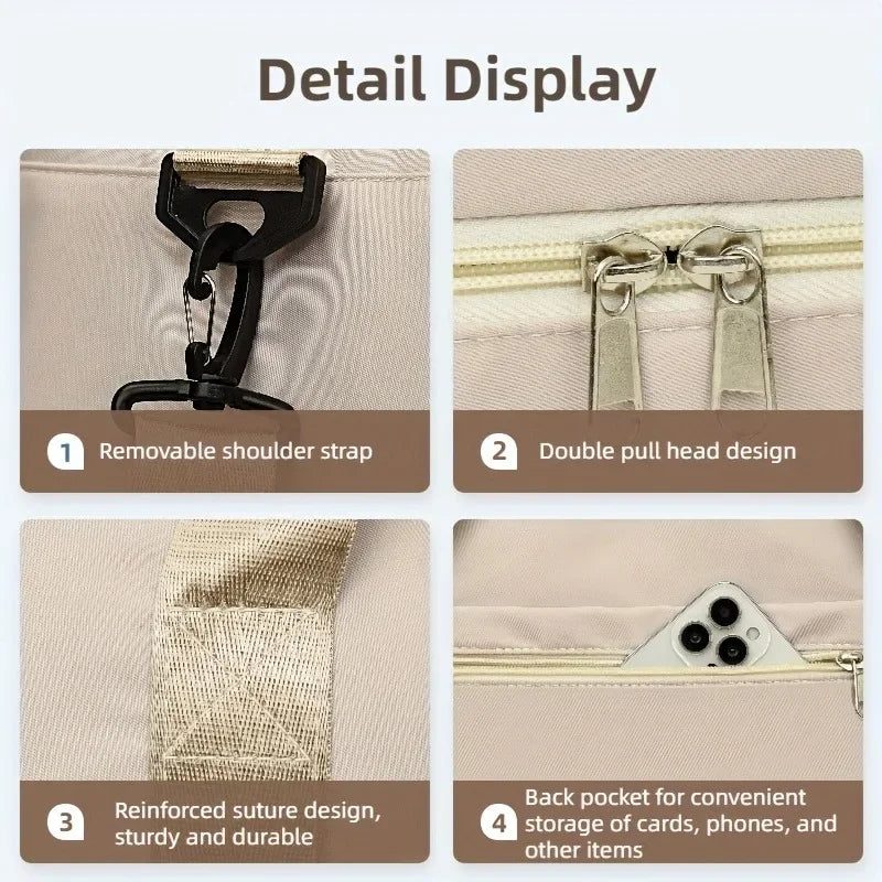 Travel Duffle Bag with Shoe Compartment & Strap (Beige) Luggage & Bags > Duffel Bags - Tophatter Daily Deals