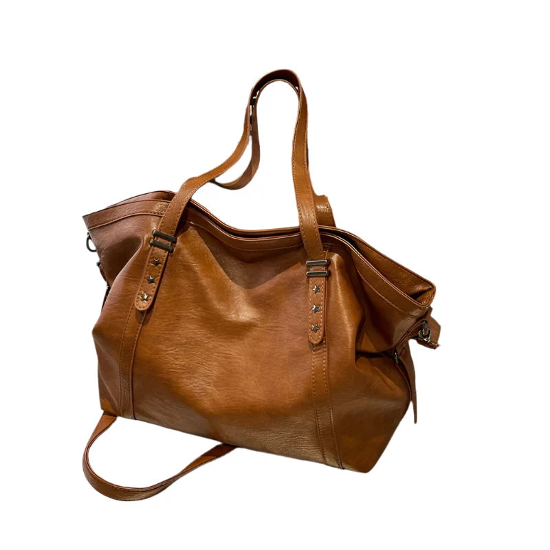 Leather Womens Tote Shoulder Crossbody Bag (Brown) Apparel & Accessories > Handbags, Wallet's & Cases > Handbags > Shopper Bags - Tophatter Daily Deals