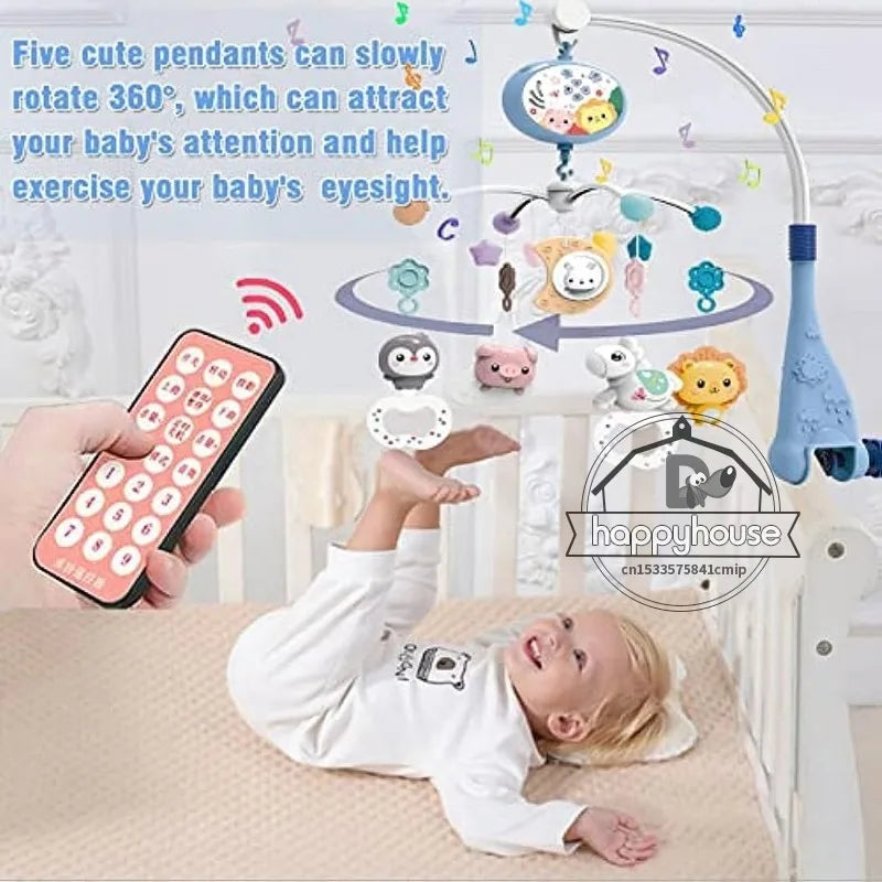 Crib Mobile Remote Music Light Newborn Sensory Toys - Tophatter Daily Deals