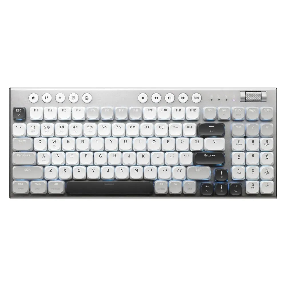 Wireless Low Profile Mechanical Keyboard 98 Keys PBT SATURN STORM Red axis - Tophatter Daily Deals