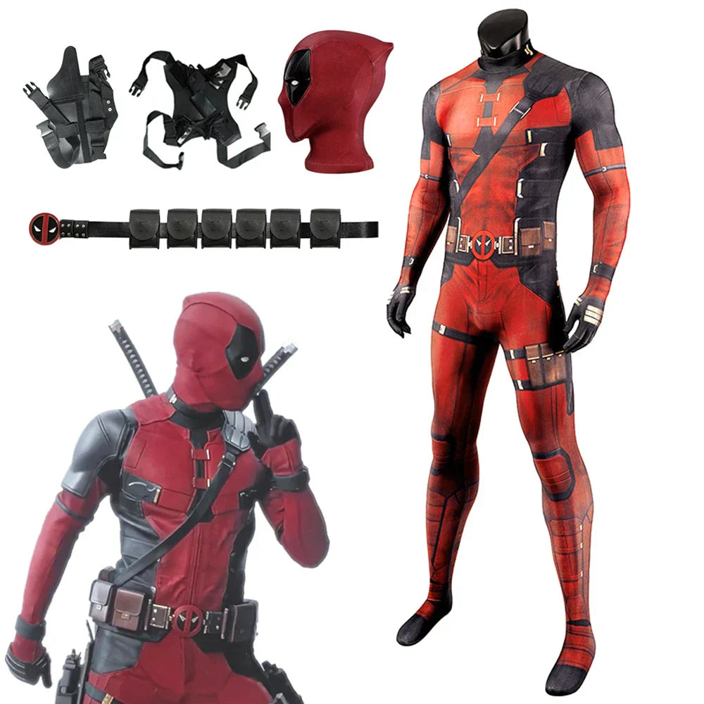 Adult & Kids Deadpool Costume with Mask and Accessories - Marvel Superhero Outfit for Halloween Halloween Costumes - Tophatter Daily Deals