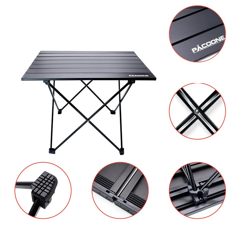 Portable Folding Camping Table Aluminum Black Camp Furniture - Tophatter Daily Deals