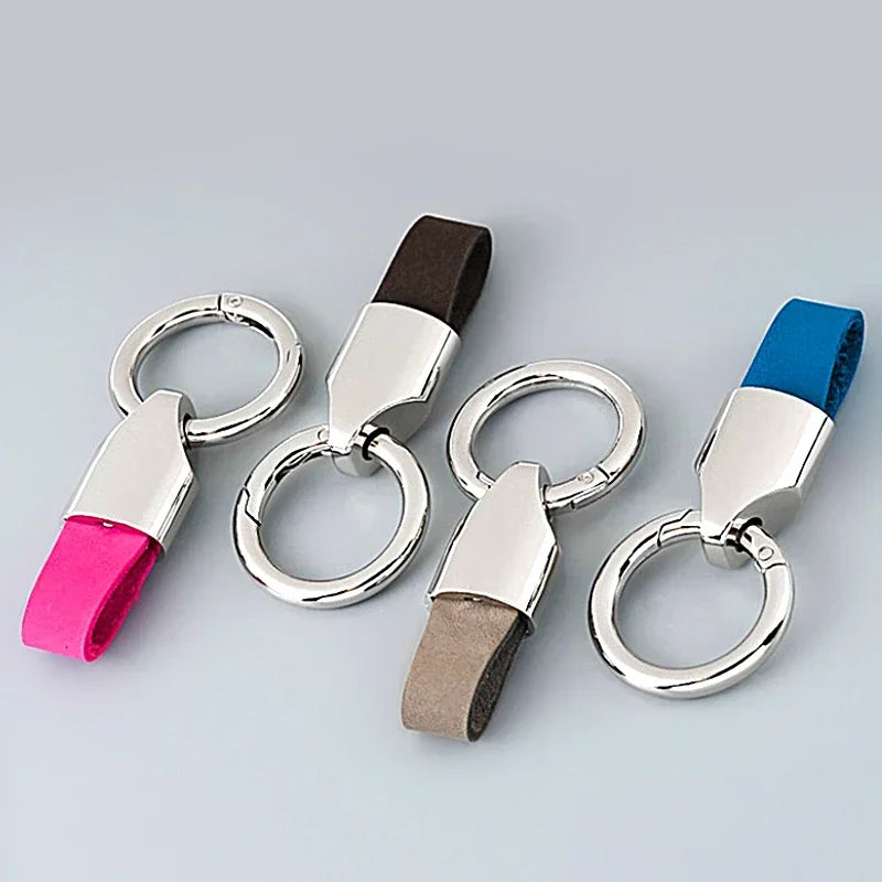 Cowhide Leather Keychain Carabiner Ring Everyday Carry - Tophatter Daily Deals