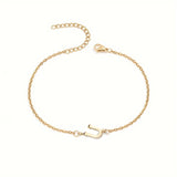 Initial Letter Bead Bracelet Thin Chain Minimalist Elegant U - Tophatter Daily Deals
