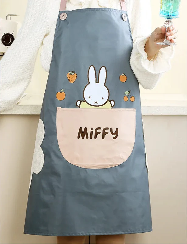 Miffy Waterproof Oil-Proof Apron Sesame Grey Animals - Tophatter Daily Deals