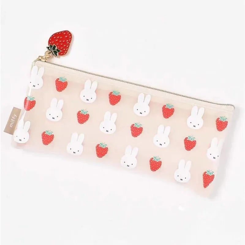 Miffy Strawberry Transparent PVC Zipped Case Long Cream Animals - Tophatter Daily Deals