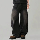 Oversized Men's Wide Leg Jeans - Baggy Straight Cotton Blend Black - Tophatter Daily Deals