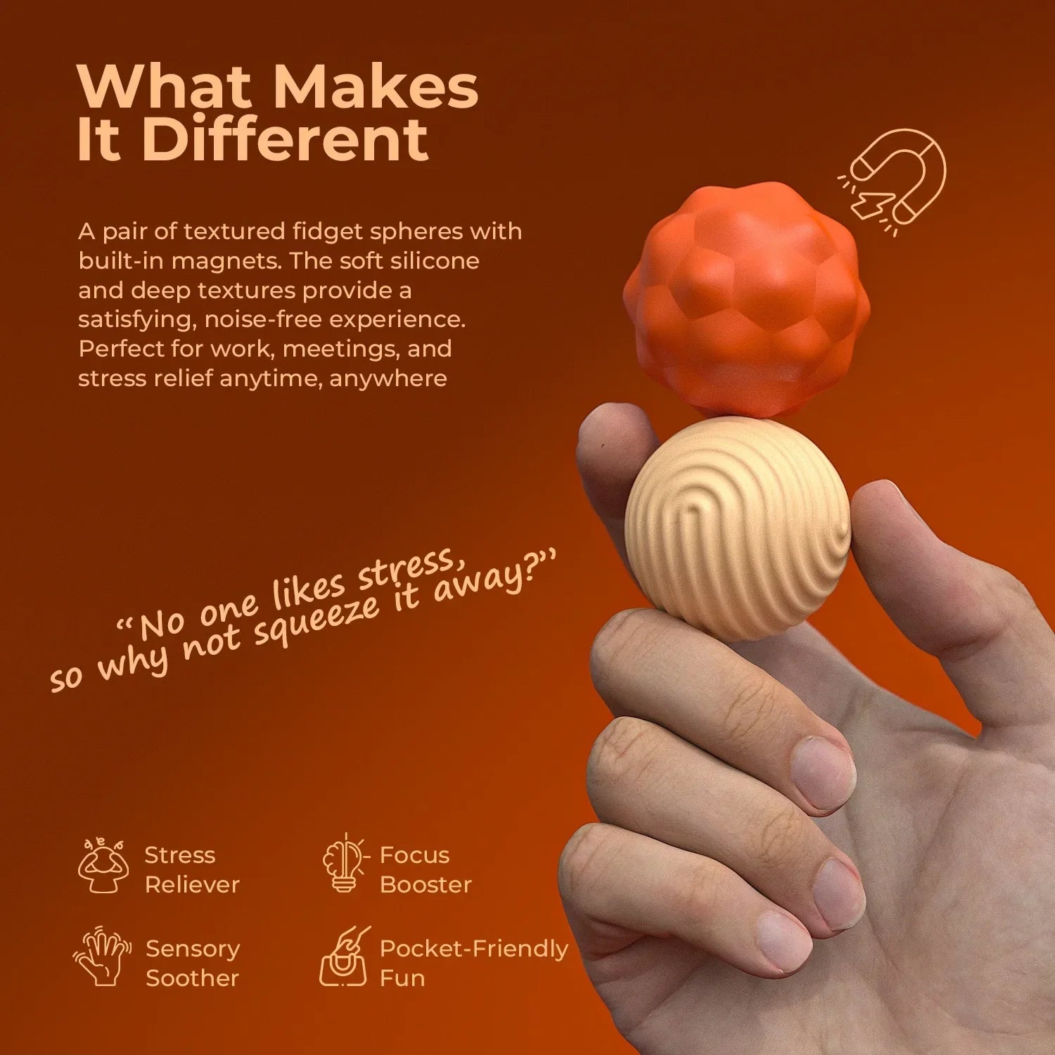 Silicone Magnetic Sensory Balls Fidget Toy Stress Relief - Tophatter Daily Deals