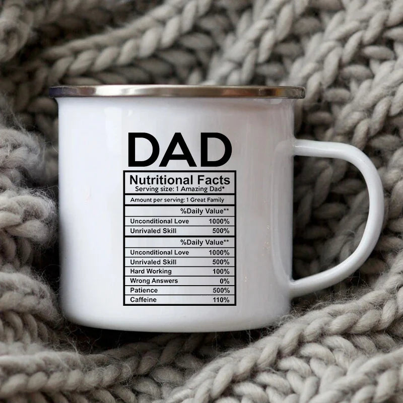 Dad Nutritional Facts Coffee Mug Enamel Cup for Papa Daddy Stepdad Father’s Day Gift Best Dad Ever Cups Dad Gifts From Kids XH5948-A015WH-8 - Tophatter Daily Deals