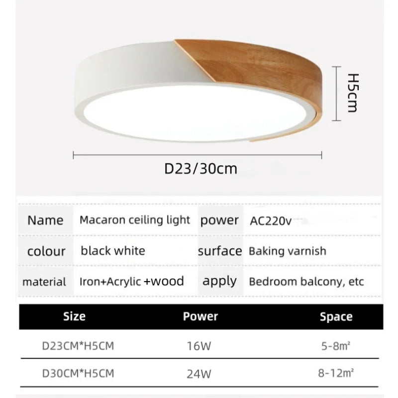 Japandi Led Ceiling Light Nordic Wood Modern Soft Glow Diffuser - Tophatter Daily Deals