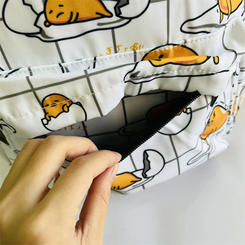 Sanrio Gudetama White Backpack Rucksack Schoolbags Travel Lazy Egg Food - Tophatter Daily Deals