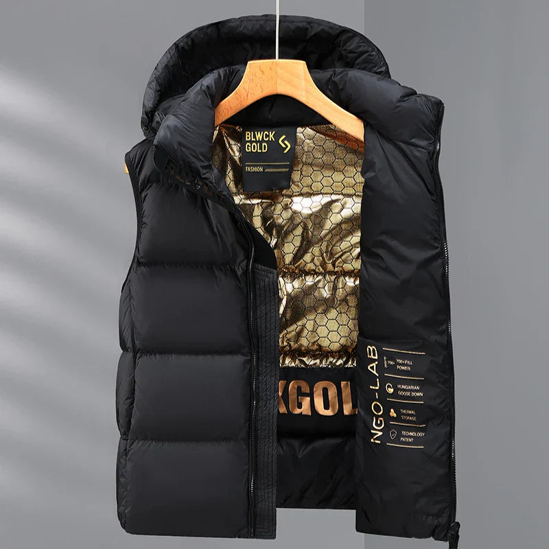 Warm Men's Down Vest - Boxy Quilted, Cotton Blend, Autumn - Tophatter Daily Deals