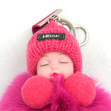 Pompom Sleeping Baby Keychain Plush Bag Charm Cute Gift - Tophatter Daily Deals