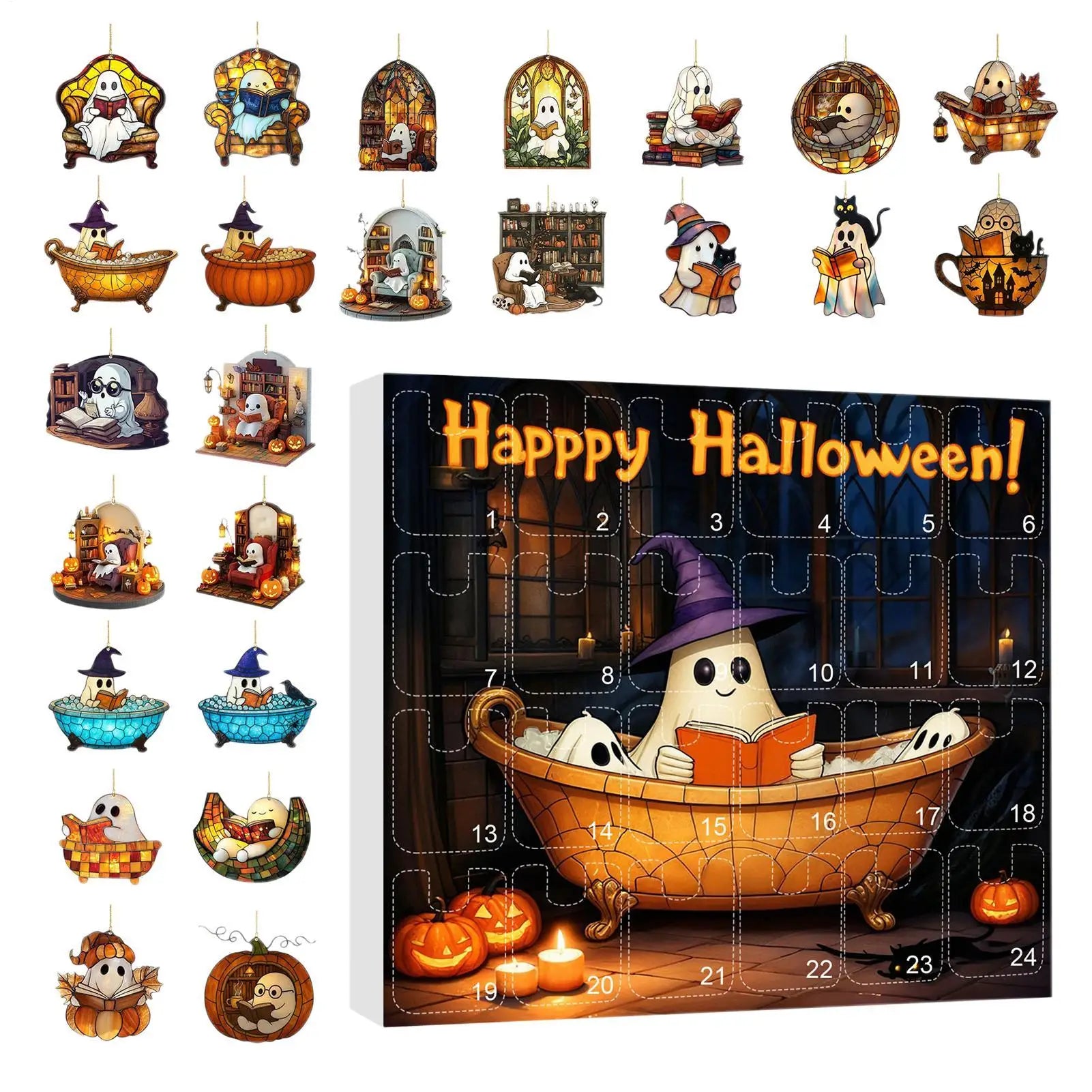 Halloween Countdown Calendar 24 Acrylic Ghosts Decor - Tophatter Daily Deals