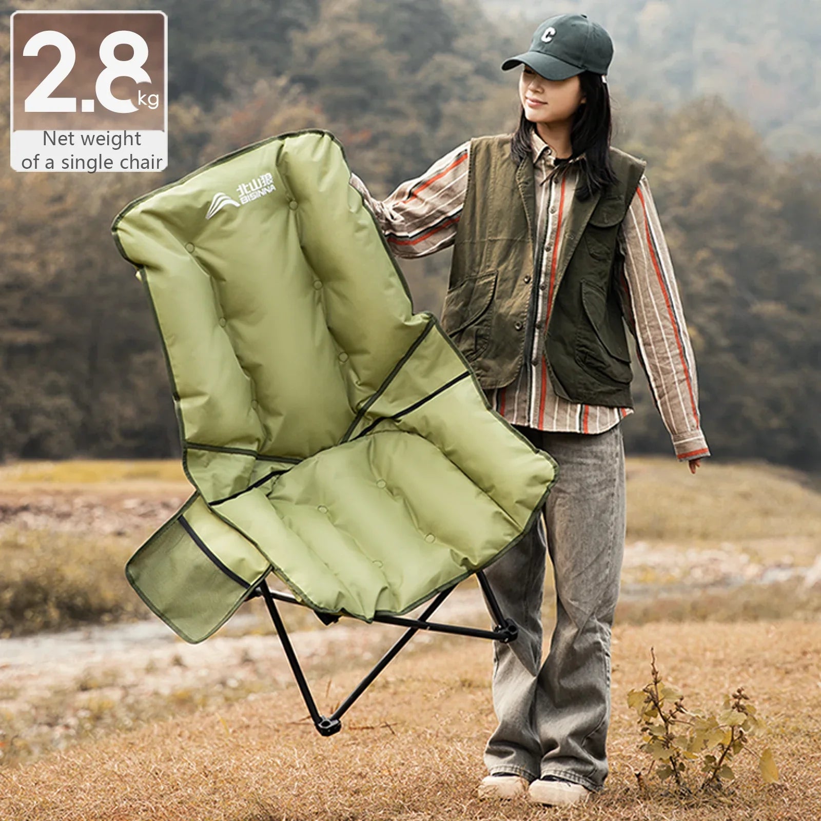 High-Back Moon Chair with Hollow Cotton Padding Green Camp Furniture - Tophatter Daily Deals
