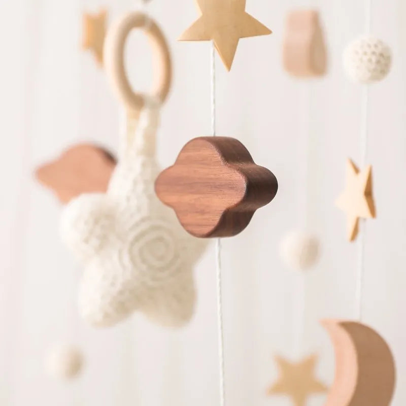 Baby Crib Mobile Wooden Musical Newborn Sensory Toys - Tophatter Daily Deals