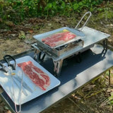 Portable Thickened Camping Frying Pan Silver Camp Cooking - Tophatter Daily Deals