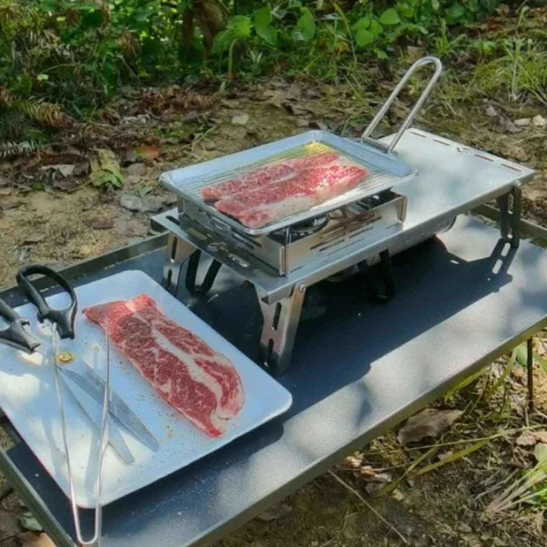 Portable Thickened Camping Frying Pan Silver Camp Cooking - Tophatter Daily Deals