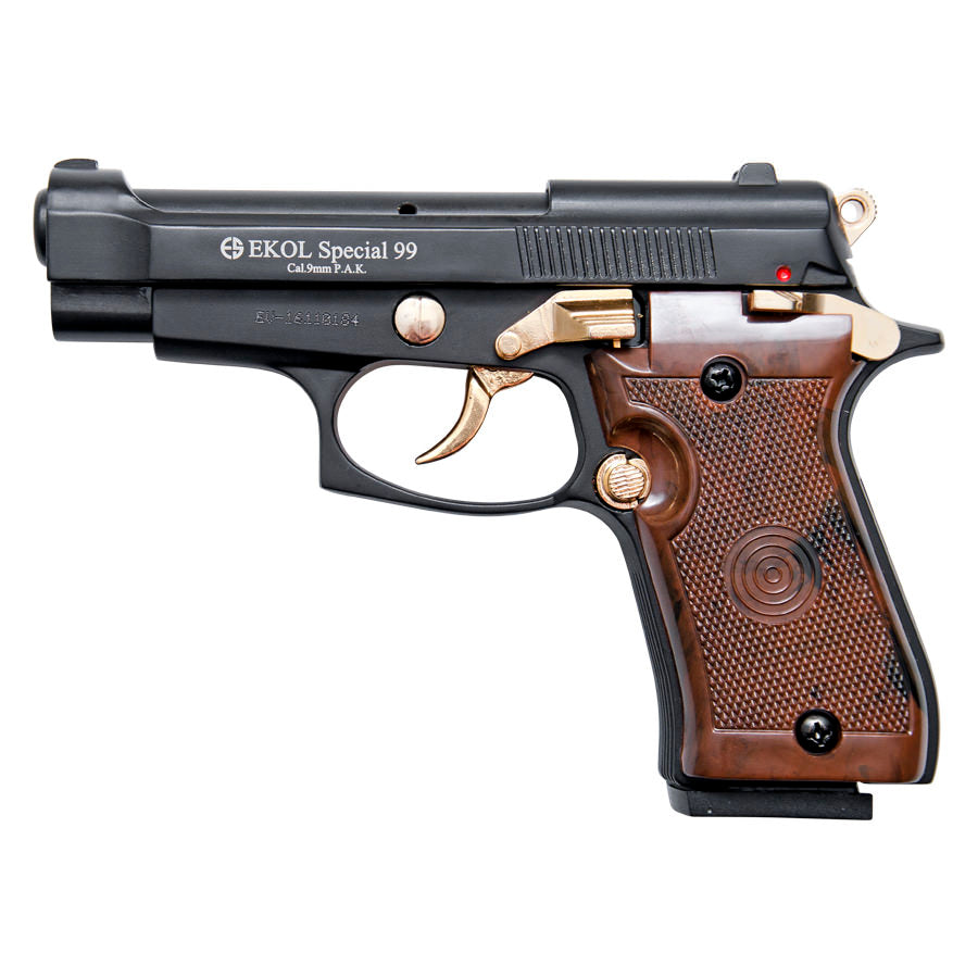 Special 99 V85 Blank Firing Gun Replica Black With Gold Fittings - Tophatter's Inc. Weapons Store Online Collectible Weapons - Tophatter Daily Deals