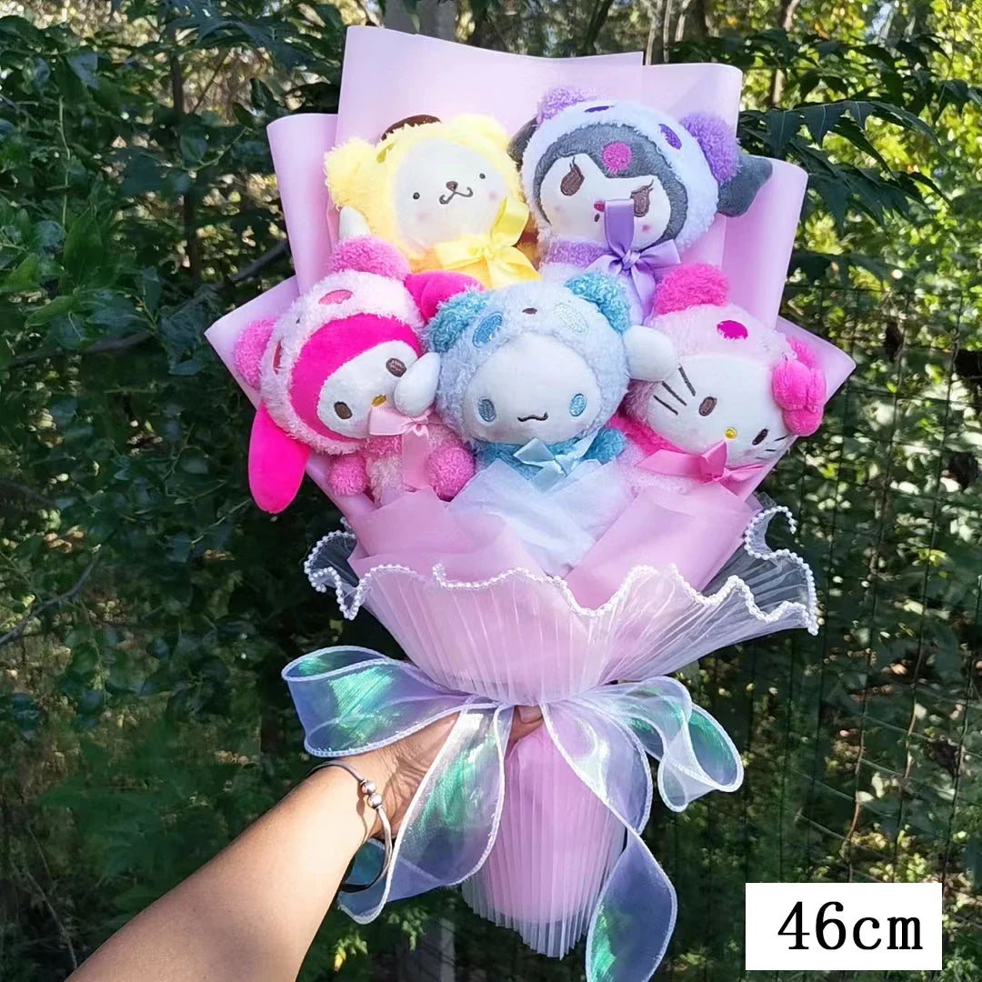 Sanrio Kuromi My Melody Hello Kitty Cinnamoroll Plush Bouquet Sanrio Friends (Hot Pink) Flowers - Tophatter Daily Deals
