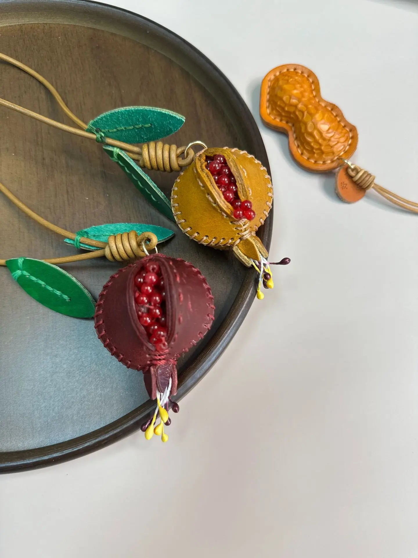 Pomegranate Leather Charm Keychain Bag And Car Decor - Tophatter Daily Deals