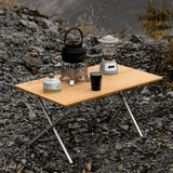 Bamboo Folding Camping Table 2-Fold Brown Camp Furniture - Tophatter Daily Deals