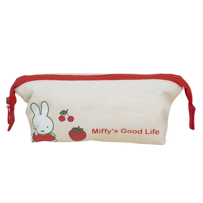 Miffy Strawberries Canvas Pencil/Cosmetic Case Miffy's Good Life Animals - Tophatter Daily Deals