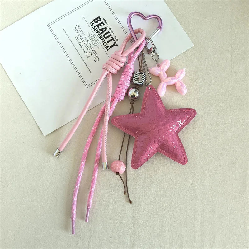 Y2K Leather Star Keychain Dachshund Bag Charm Anti Lost Pink - Tophatter Daily Deals