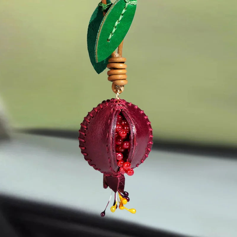 Pomegranate Leather Charm Keychain Bag And Car Decor Red - Tophatter Daily Deals