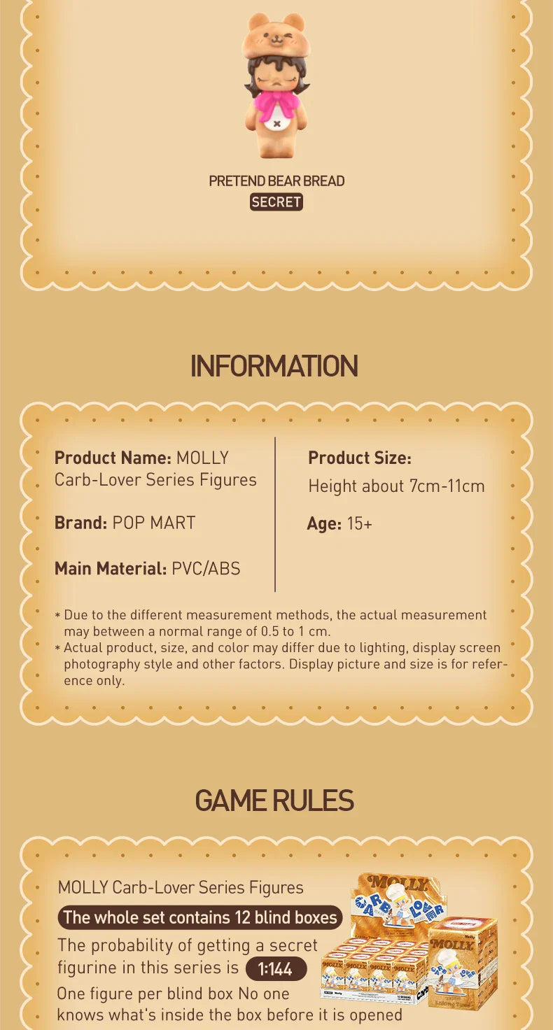 Genuine Pop Mart Molly Carb-Lover Series Figures Blind Box Food - Tophatter Daily Deals