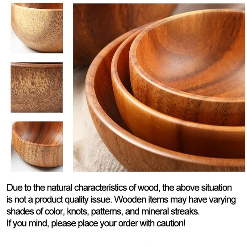 Acacia Wooden Bowl Japanese Style Salad Bowl Ramadan - Tophatter Daily Deals