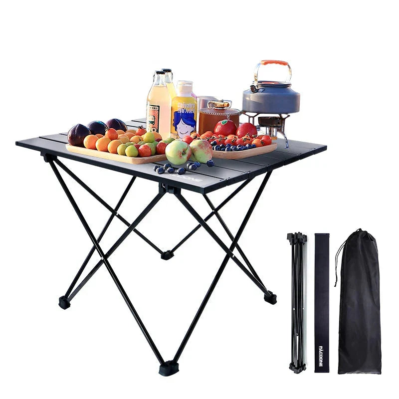 Portable Folding Camping Table Aluminum Black Camp Furniture - Tophatter Daily Deals