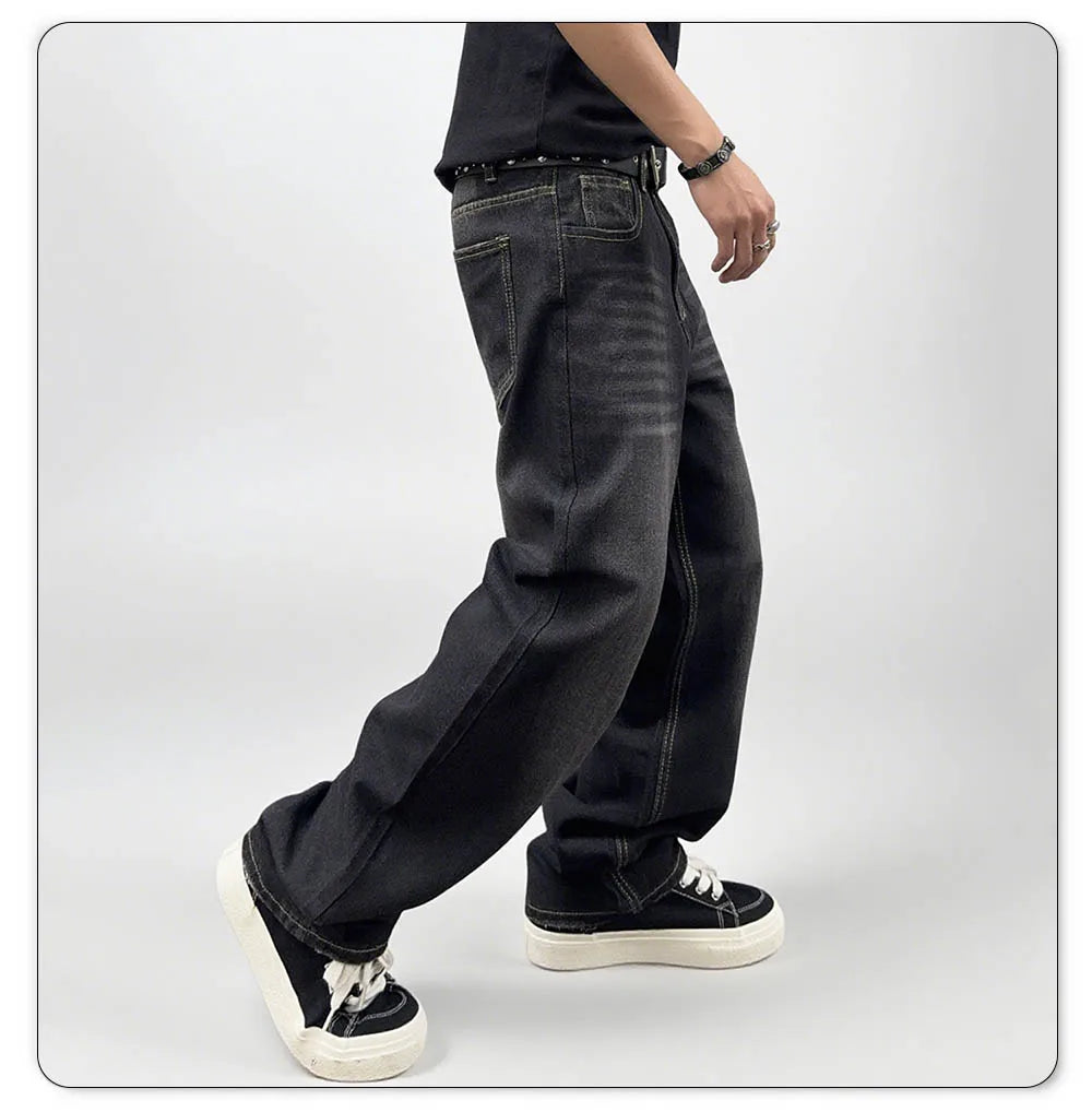 Oversized Men's Jeans - Straight Cut, Washed Denim, Autumn - Tophatter Daily Deals