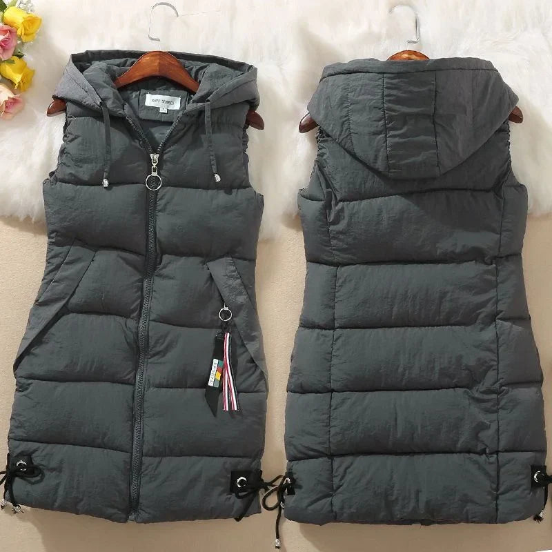 Warm Cozy Women’s Puffer Vest – Long Quilted, Cotton Shell - Tophatter Daily Deals