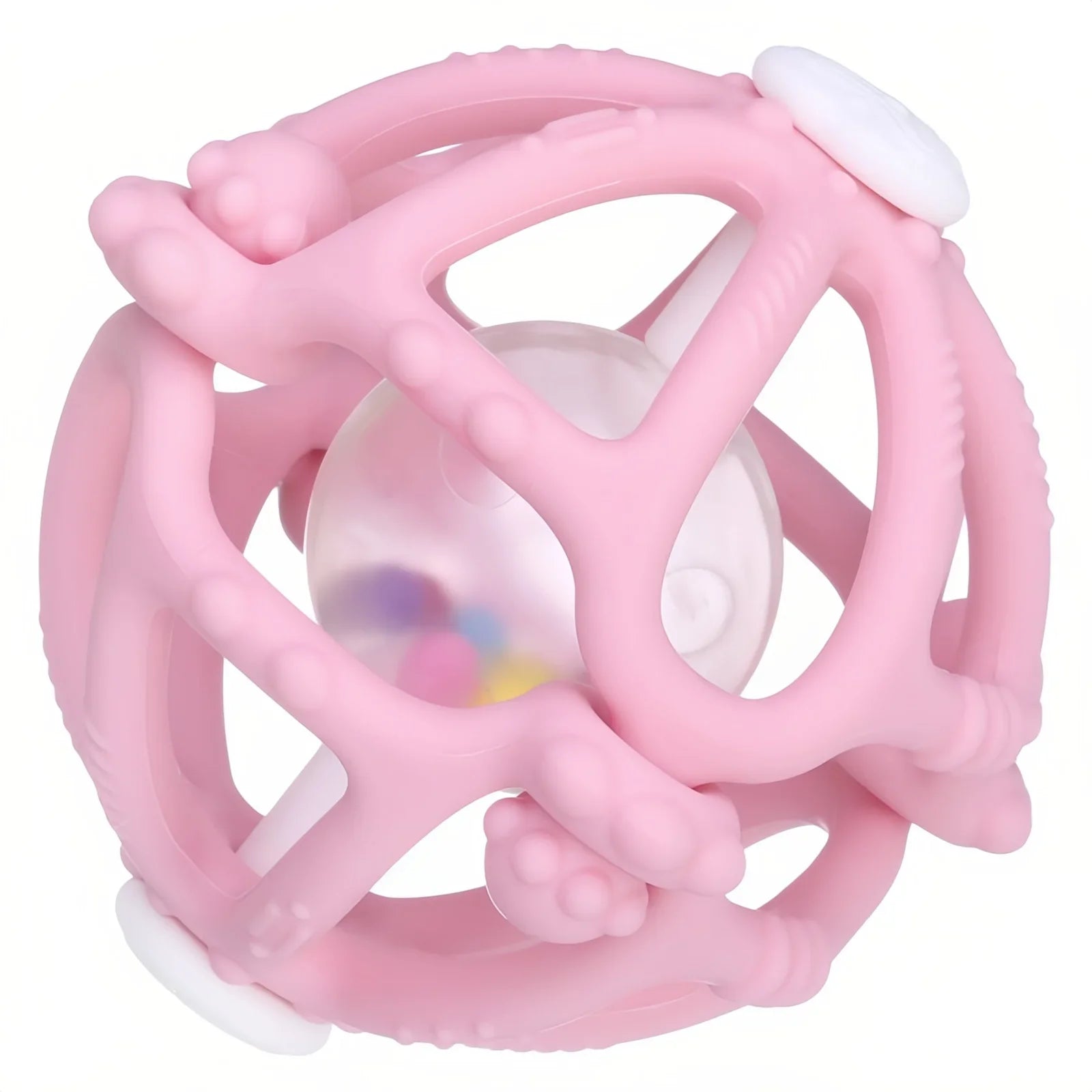 Silicone Teether Rattle Orb Montessori Newborn Sensory Toys Pink - Tophatter Daily Deals