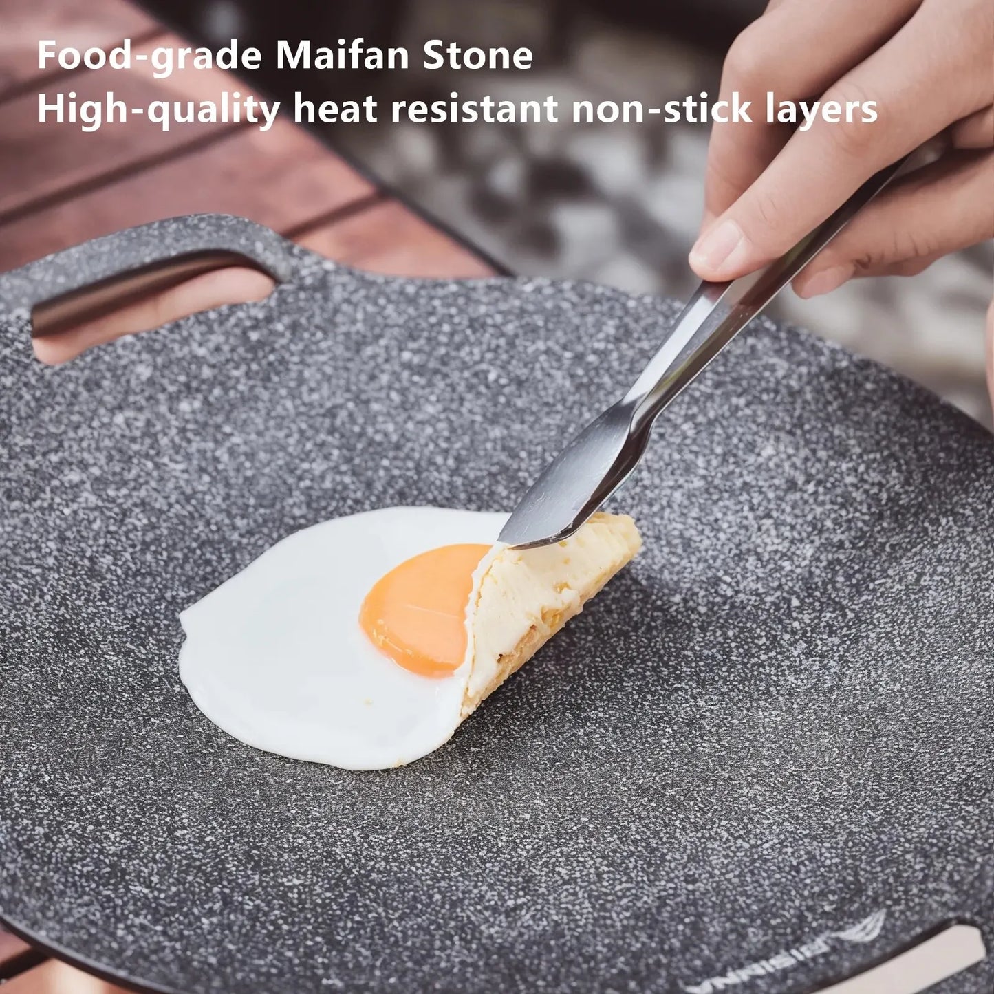 Outdoor BBQ Grill Pan Non-Stick Black Camp Cooking - Tophatter Daily Deals