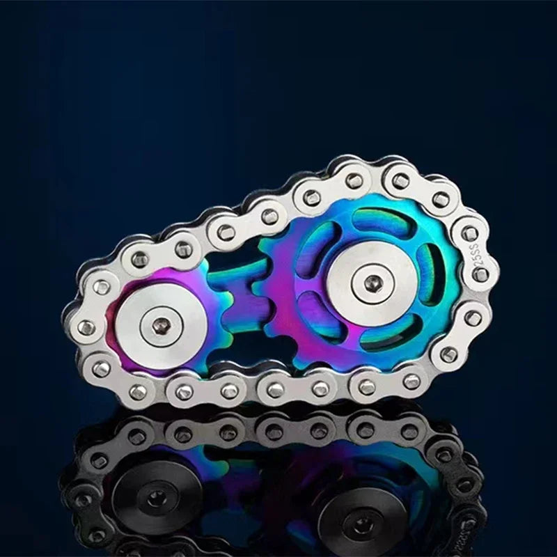 Fidget Spinner Metal Chain Gear EDC Rainbow Focus Toy - Tophatter Daily Deals