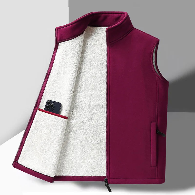 Warm Mens Fleece Vest - Sleeveless, Lamb Fleece, Winter - Tophatter Daily Deals
