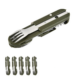 7-in-1 Folding Camping Cutlery Set with Storage Bag Green Camp Cooking - Tophatter Daily Deals