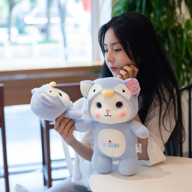 ChooChoo Cat Stuffed Animals Plush Toys Kawaii Soft Plushie Wearing Kigurumi Animals - Tophatter Daily Deals