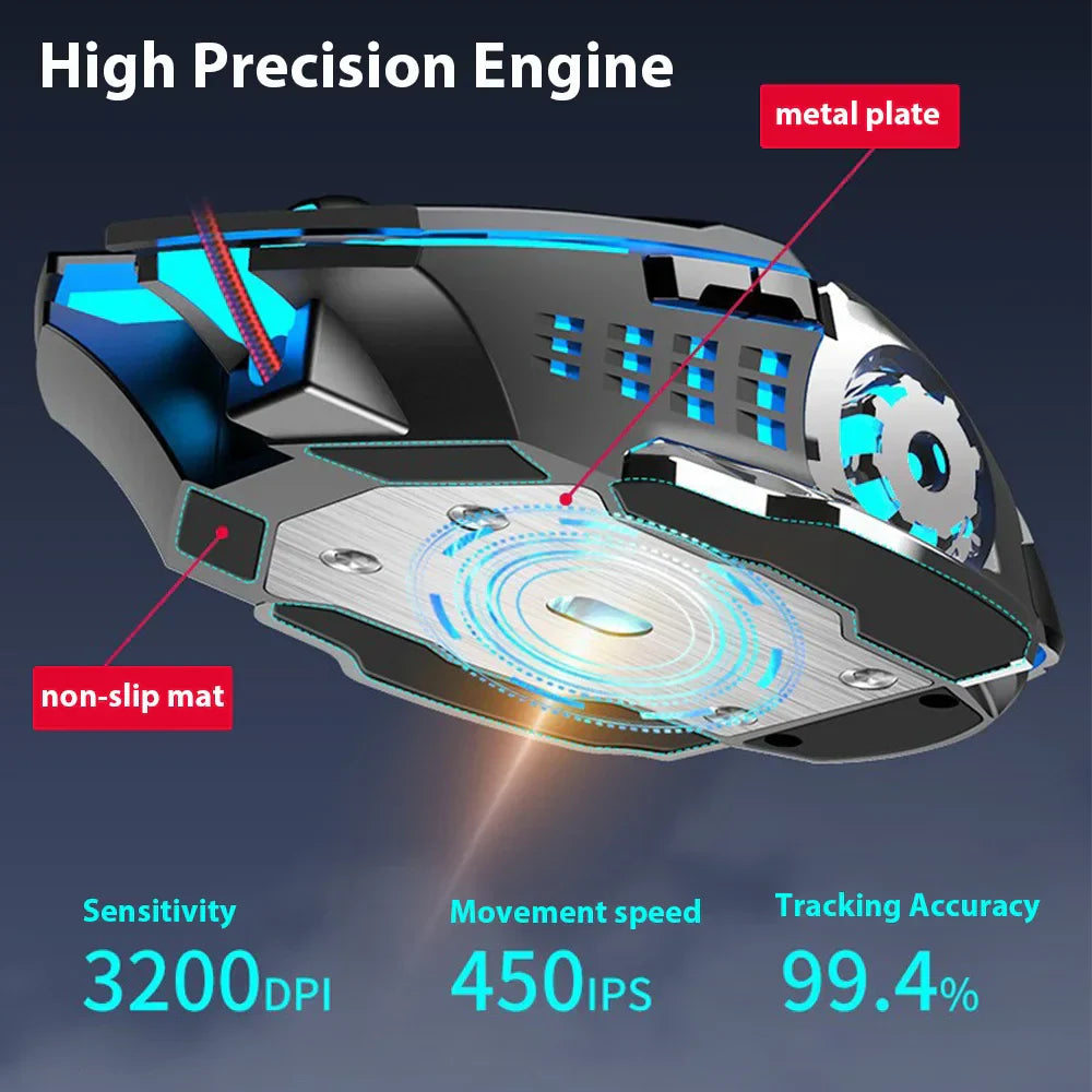 Wireless Gaming Mouse Rechargeable Silent RGB Backlight - Tophatter Daily Deals