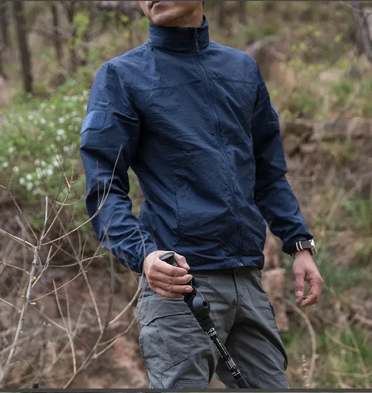 Lightweight Men’s Jacket - Tactical Zip, Polyester, Summer - Tophatter Daily Deals