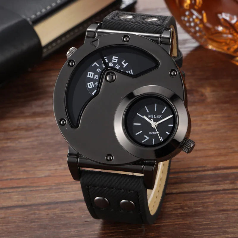 Quartz Sport Watch With Fabric Strap Irregular Alloy Case - Tophatter Daily Deals