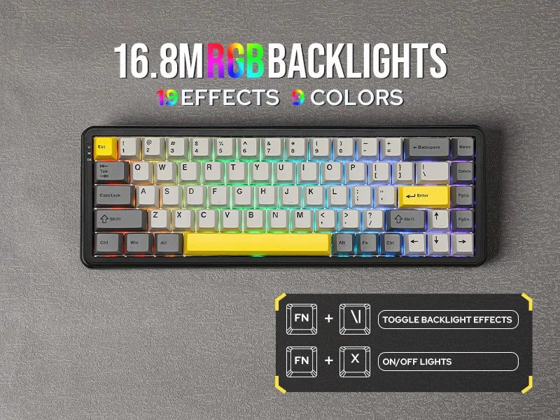 Mechanical Keyboard 68Key Wireless Bluetooth RGB Hall Effect - Tophatter Daily Deals