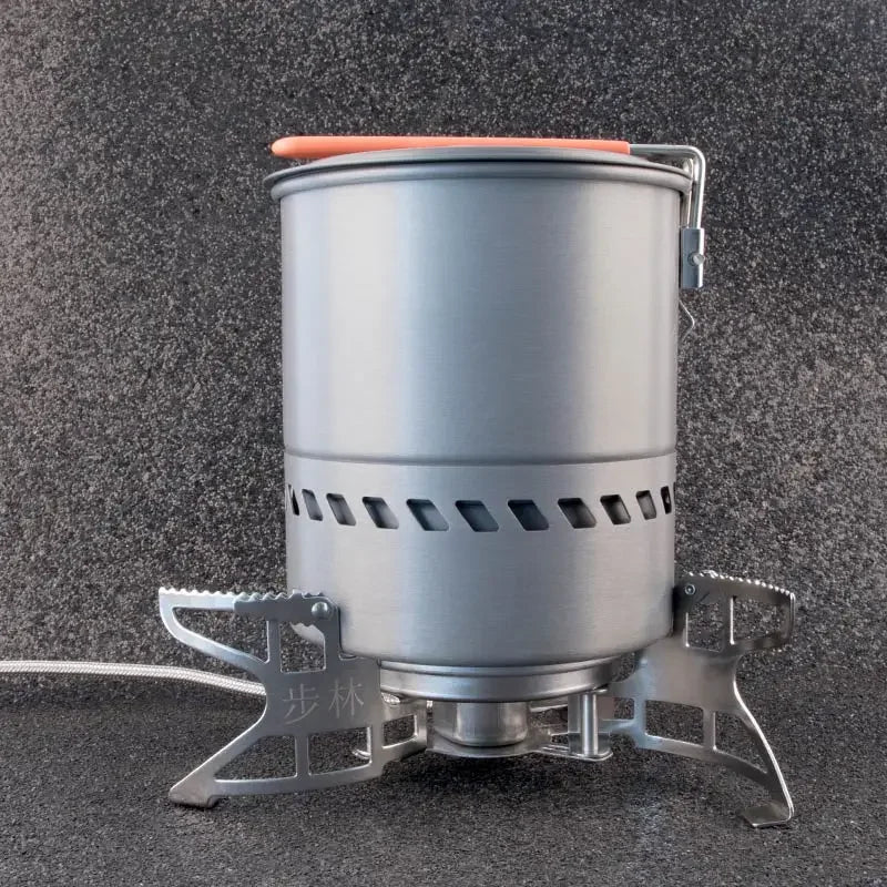 3800W Folding Outdoor Gas Stove with 1.5L Pot Silver Camp Cooking - Tophatter Daily Deals