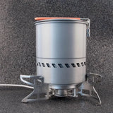 3800W Folding Outdoor Gas Stove with 1.5L Pot Silver Camp Cooking - Tophatter Daily Deals