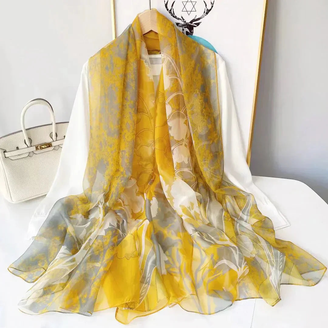 Lightweight Flowy Women’s Silk Scarf - Long Sheer Wrap Multicolored 6 - Tophatter Daily Deals