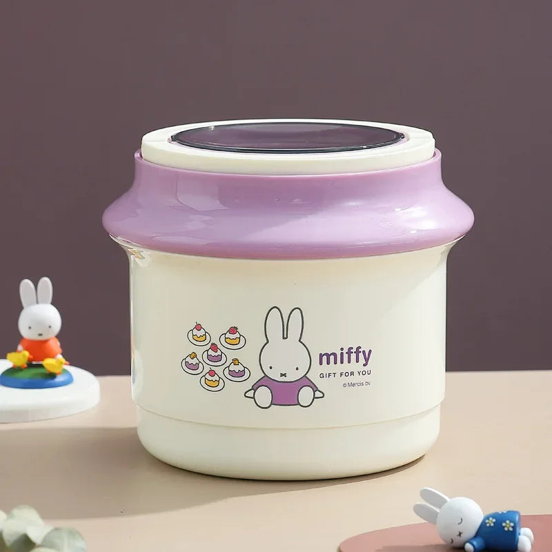 Miffy Round Double Stainless Steel Insulated Lunch Box 900ml Lilac Animals - Tophatter Daily Deals