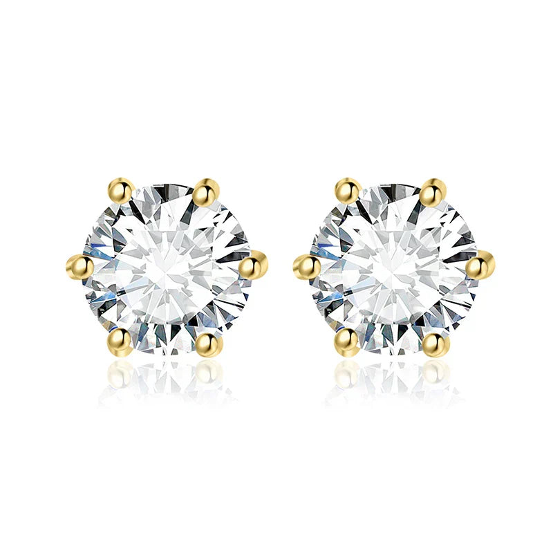 Earrings Stud Round 5A Zirconia for Women (Gold) Apparel & Accessories > Jewelry > Earrings - Tophatter Daily Deals
