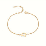 Initial Letter Bead Bracelet Thin Chain Minimalist Elegant D - Tophatter Daily Deals